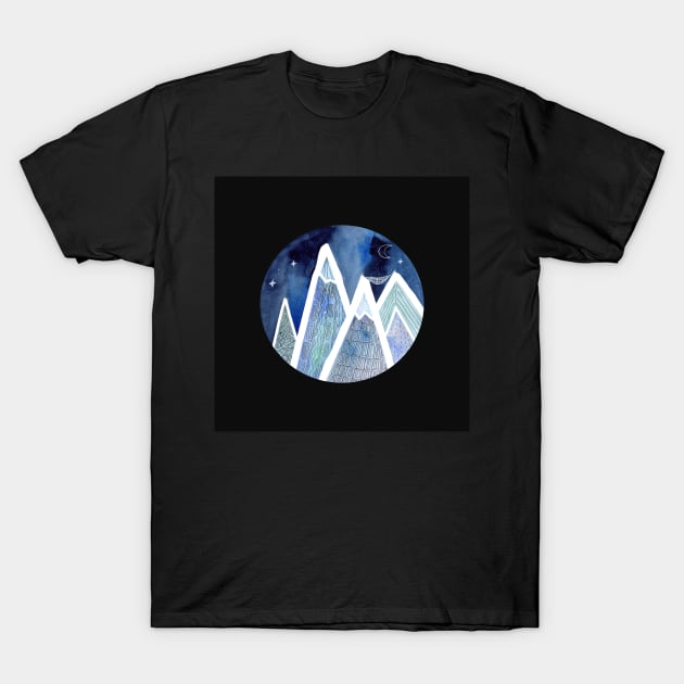 Sleeping on top of the world with black background T-Shirt by Sandraartist